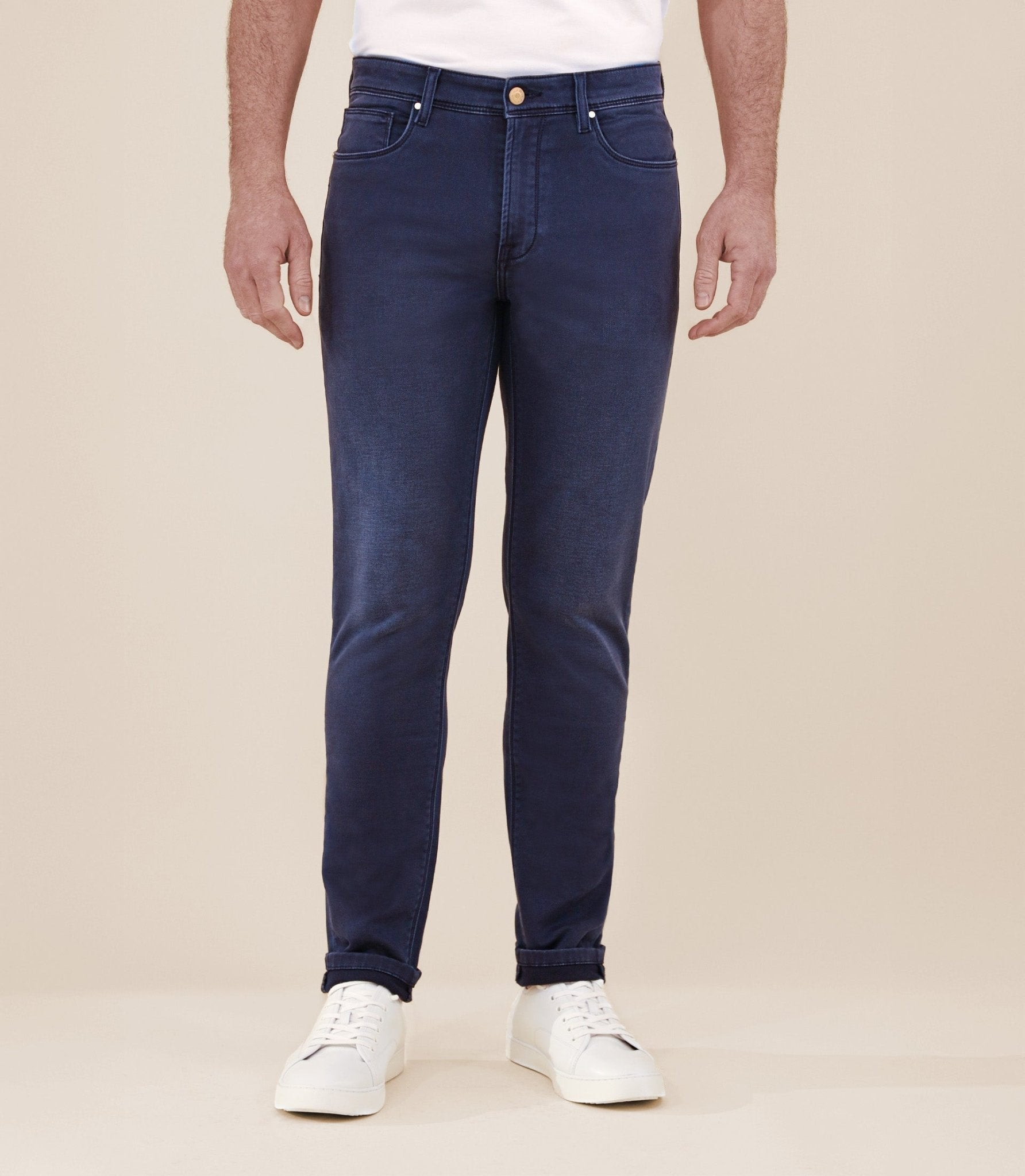 Jean 5 poches "jog" coupe slim marine - IZAC