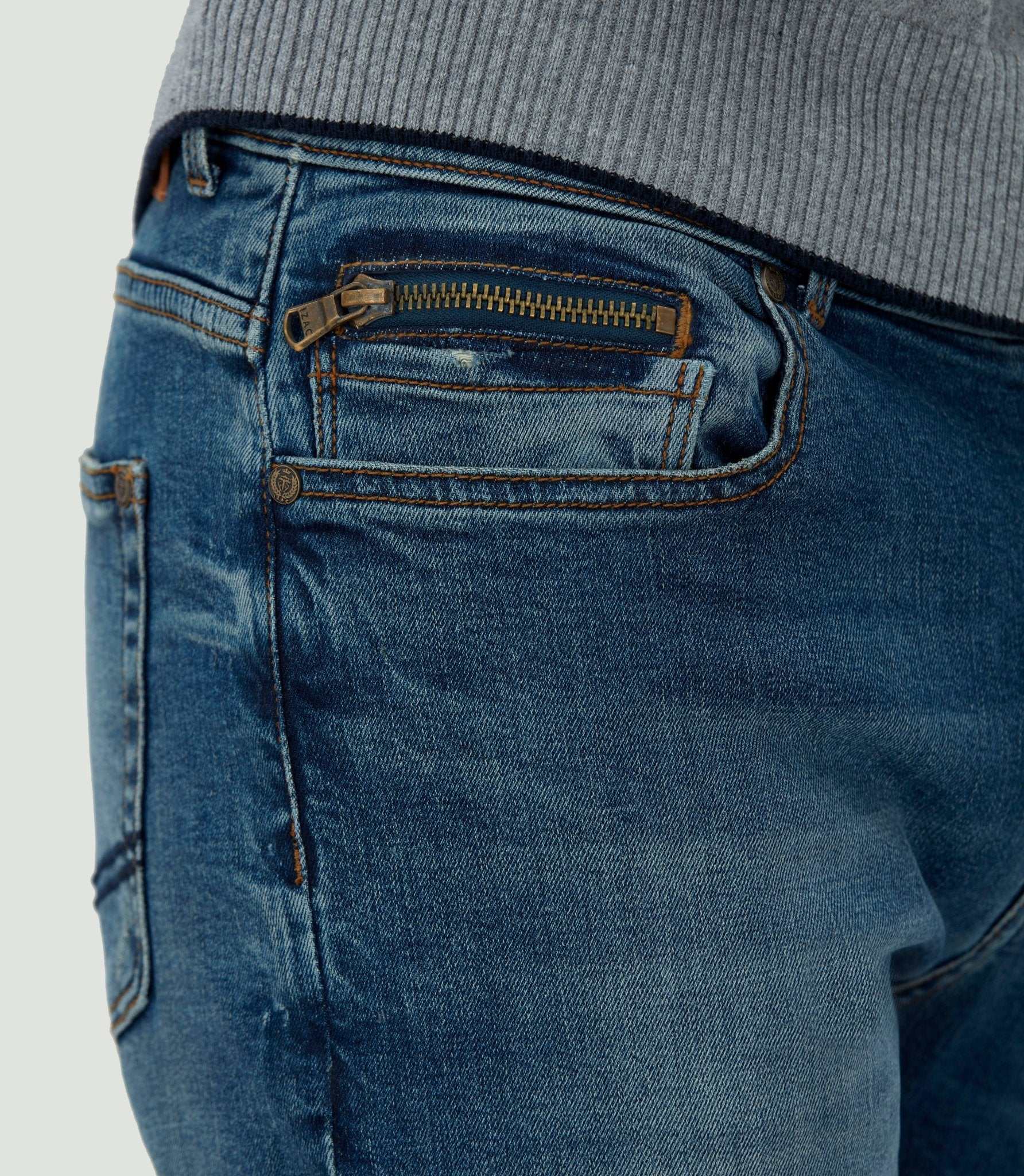 Jean effet usé bleu moyen "Raphael" - IZAC