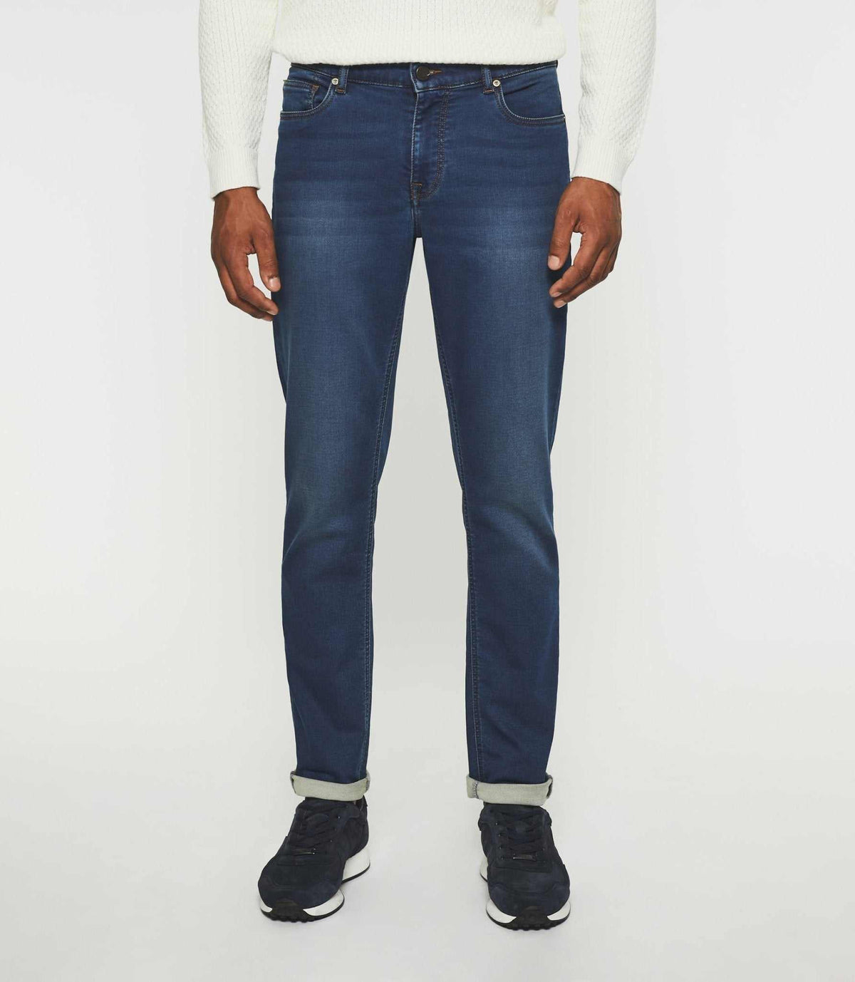 Jean super slim en molleton bleu moyen ETERNELLE - IZAC