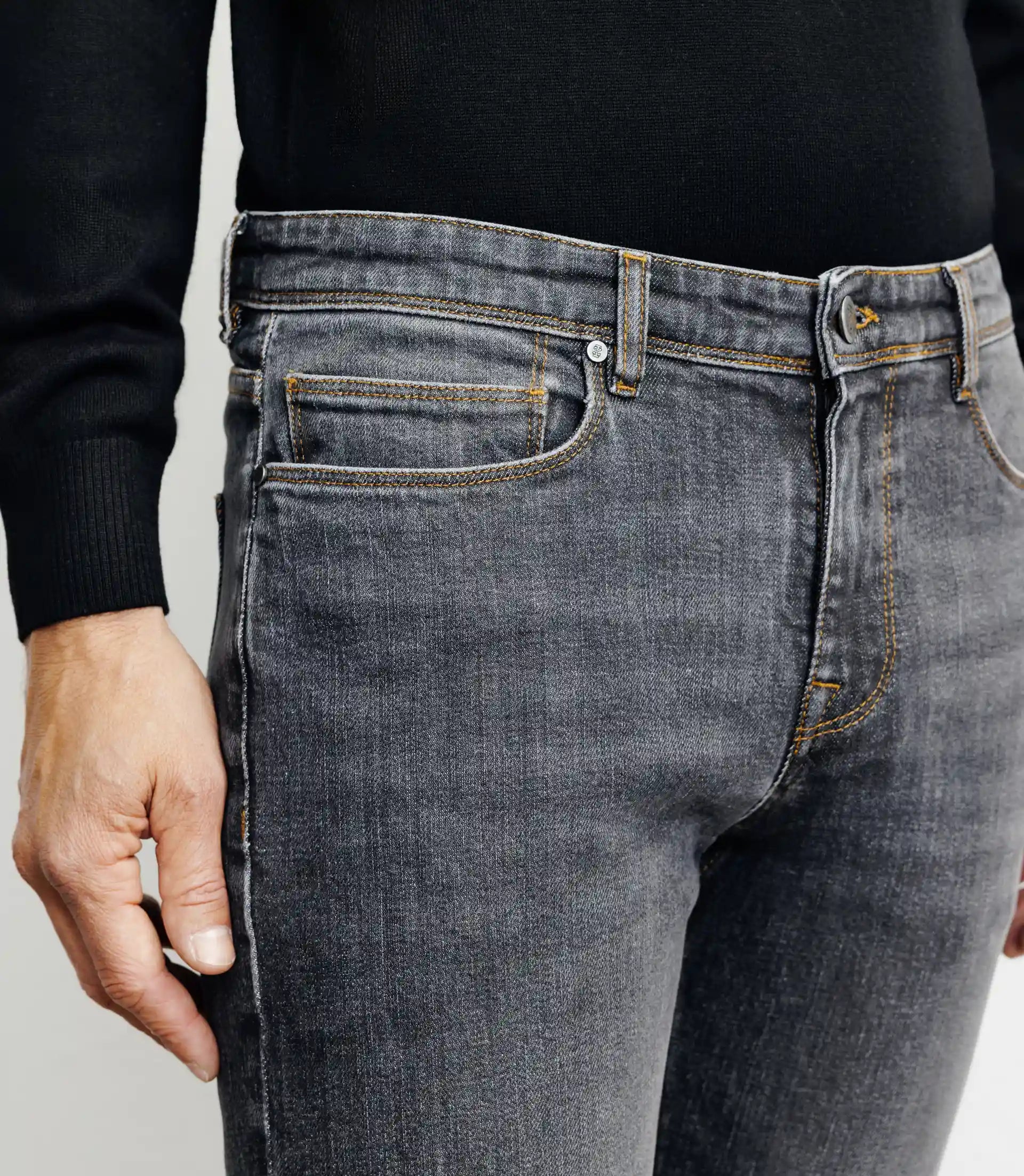 Jean 5 poches gris moyen - IZAC