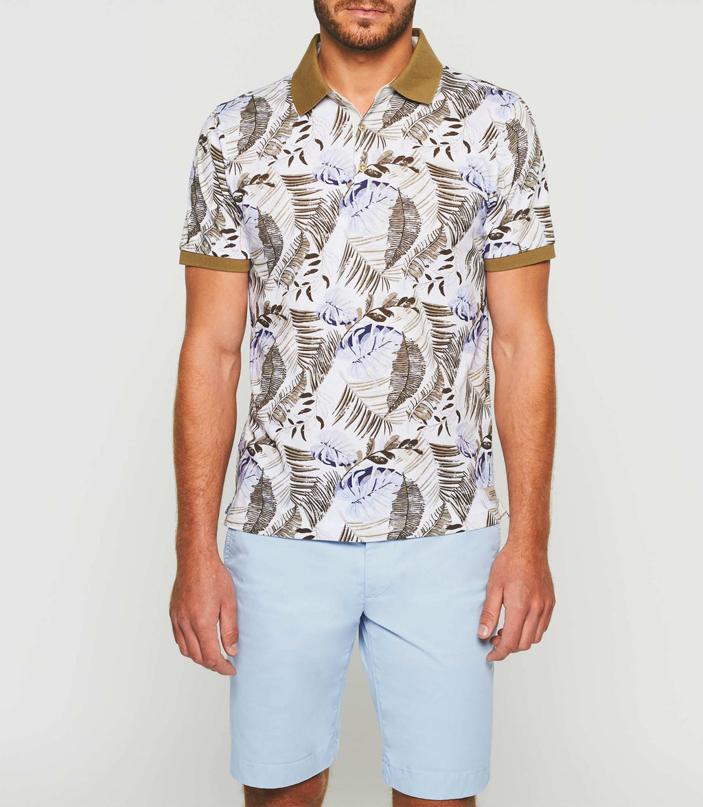 Polo manches courtes blanc et bleu "Gab" - IZAC