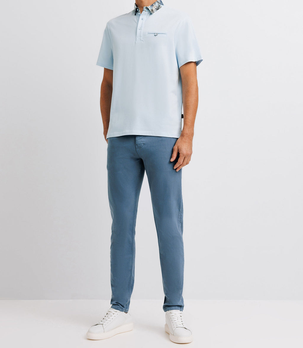 Polo avec broderie bleu ciel - IZAC