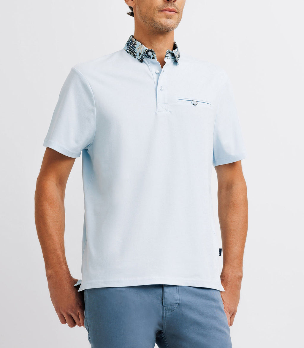 Polo avec broderie bleu ciel - IZAC