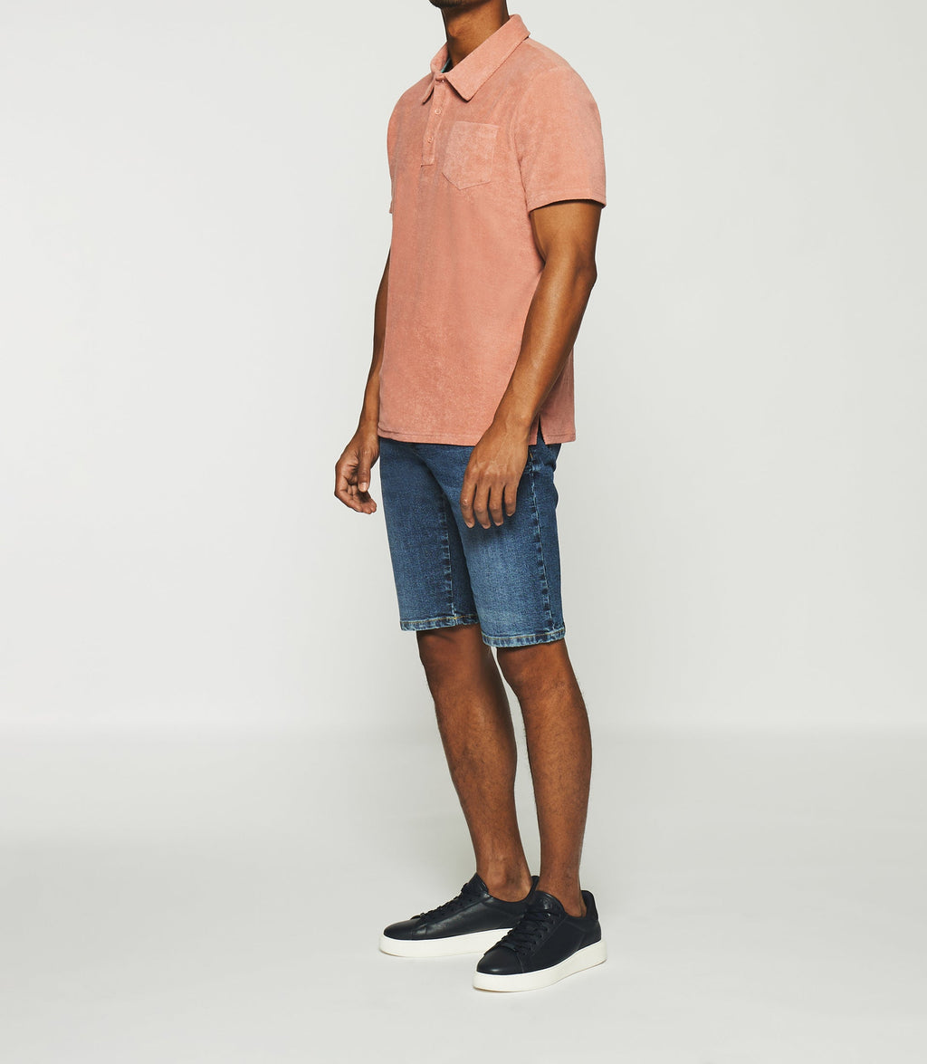 Polo uni en maille éponge avec poche rose GAI - IZAC