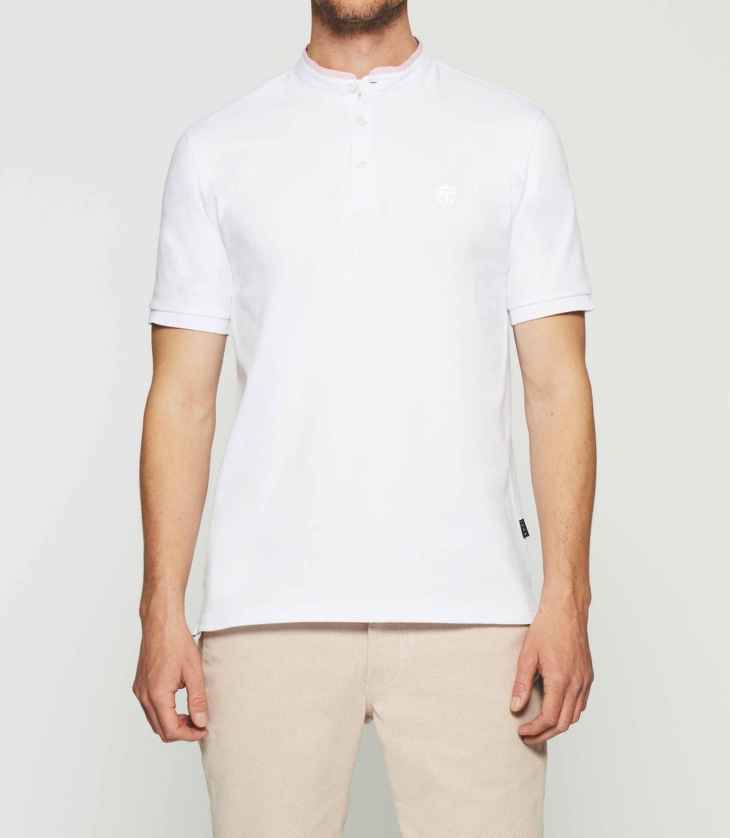 Polo uni col mao blanc GASPAR - IZAC