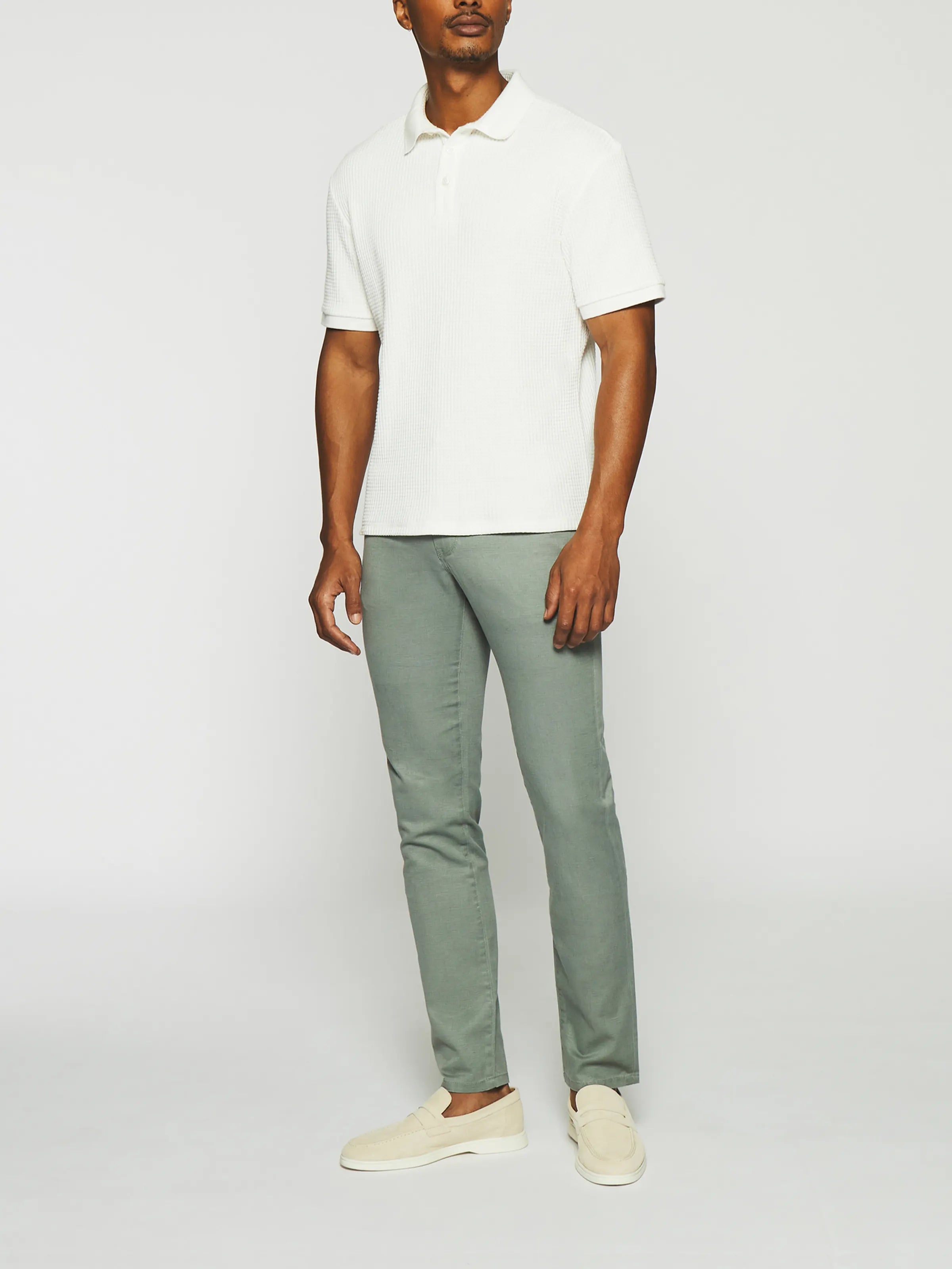 Polo uni en maille fantaisie blanc GEORGE - IZAC