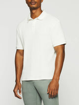 Polo uni en maille fantaisie blanc GEORGE - IZAC