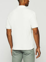 Polo uni en maille fantaisie blanc GEORGE - IZAC