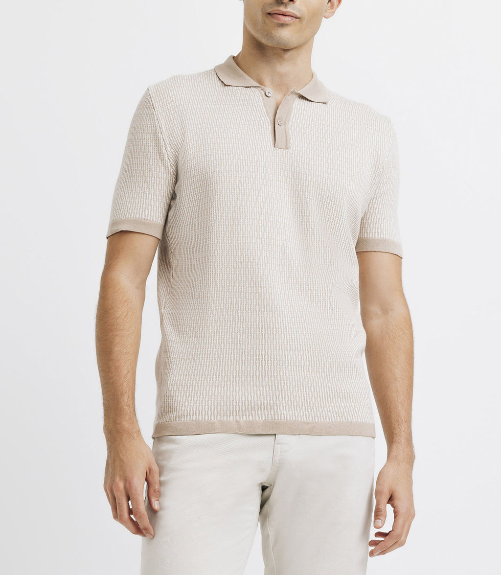Polo en jacquard camel - IZAC