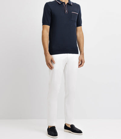 Polo en maille avec poche marine - IZAC