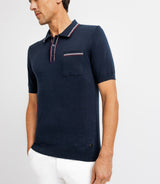Polo en maille avec poche marine - IZAC