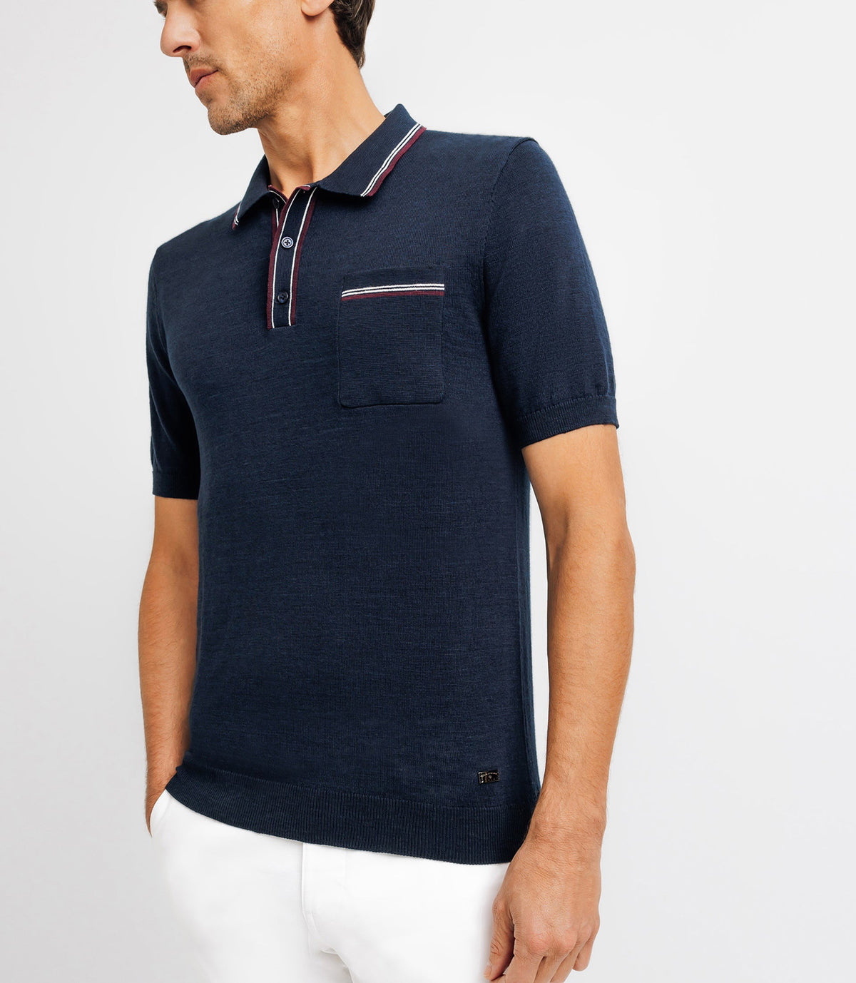 Polo en maille avec poche marine - IZAC
