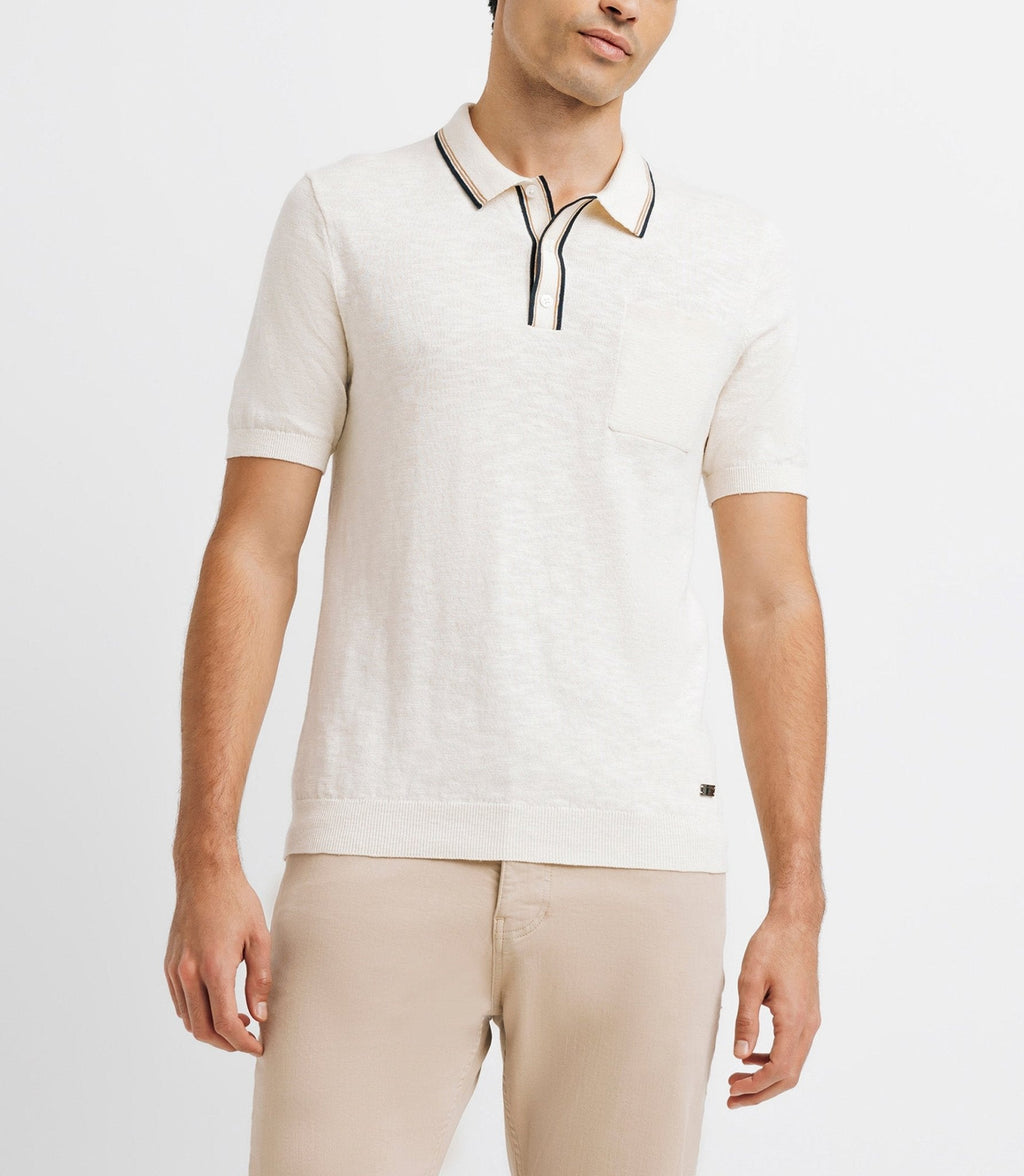 Polo en maille uni ecru - IZAC