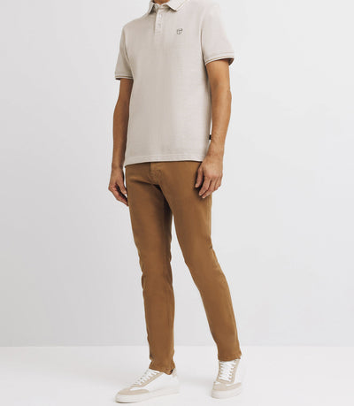 Polo piqué avec broderie beige - IZAC