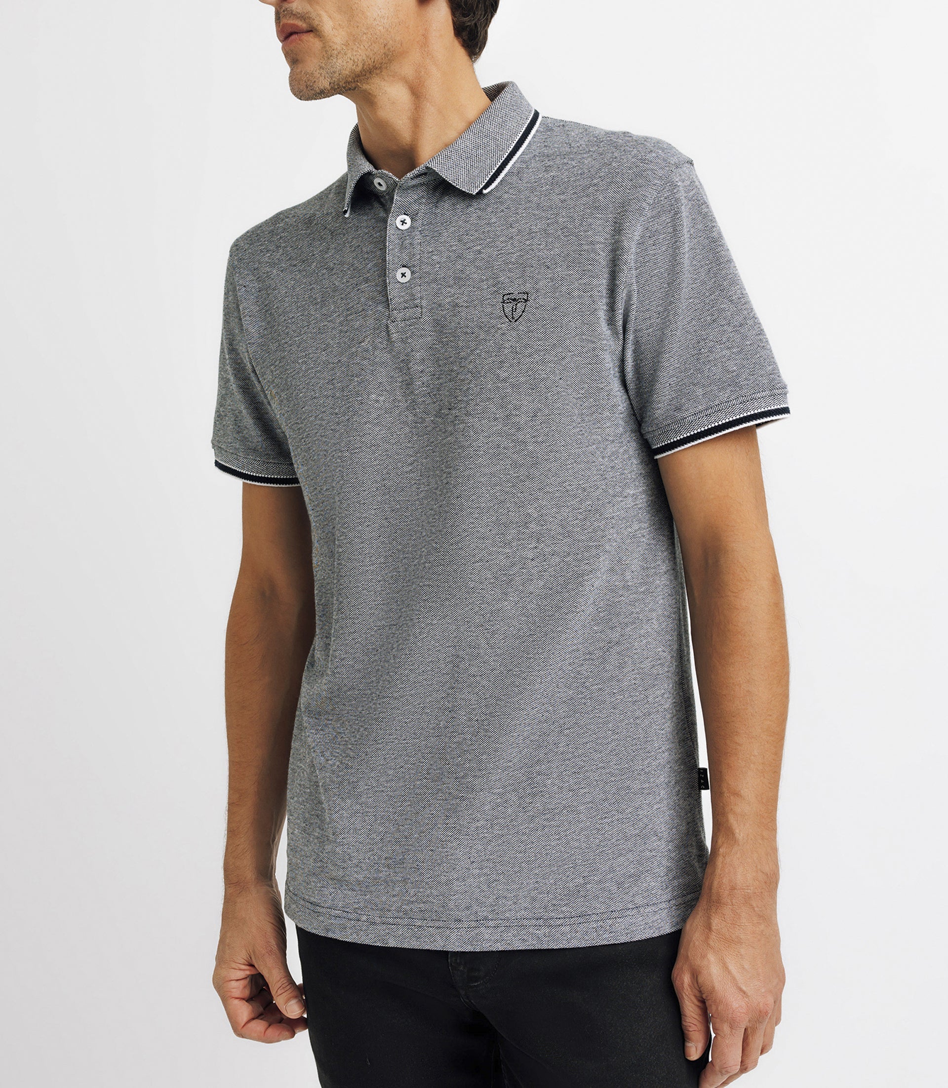 Polo piqué avec broderie marine - IZAC