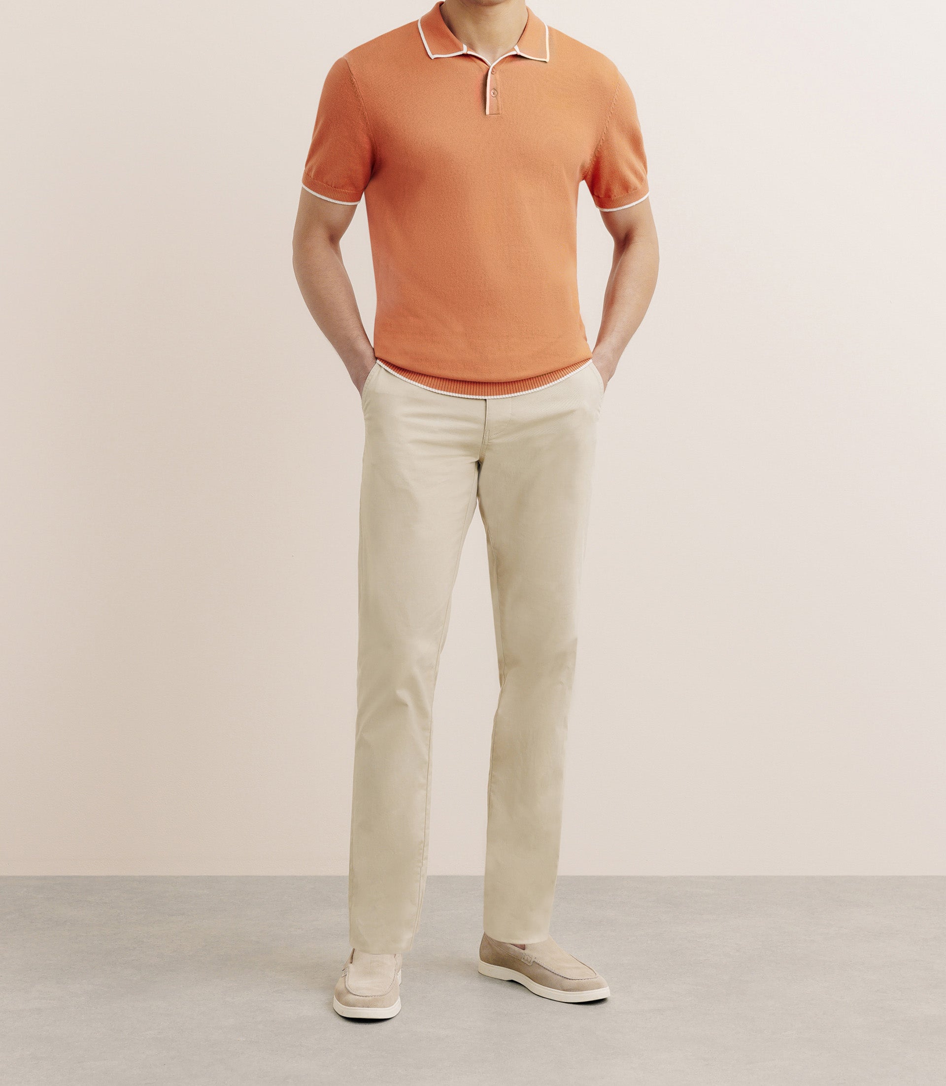 Polo col ouvert orange foncé - IZAC