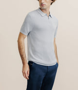 Polo col zip gris bleu - IZAC
