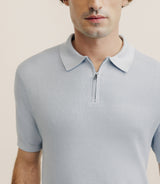 Polo col zip gris bleu - IZAC