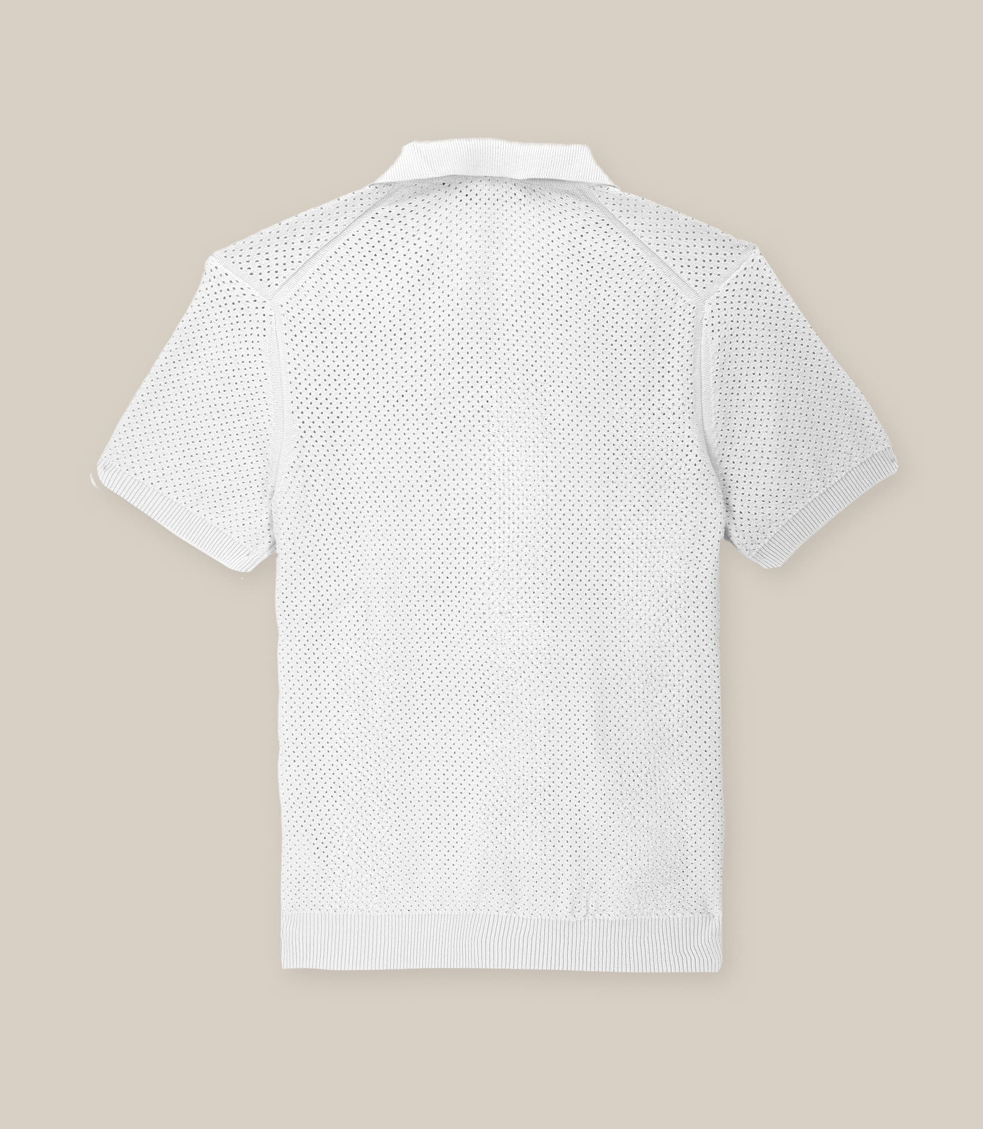 Polo col ouvert en maille ajouré écru - IZAC