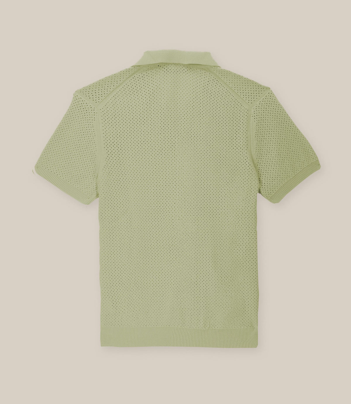 Polo col ouvert en maille ajouré kaki clair - IZAC