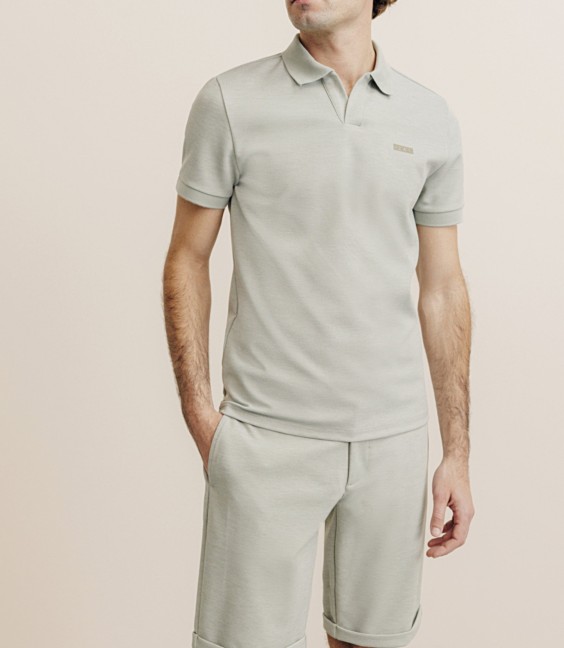 Polo col ouvert kaki - IZAC