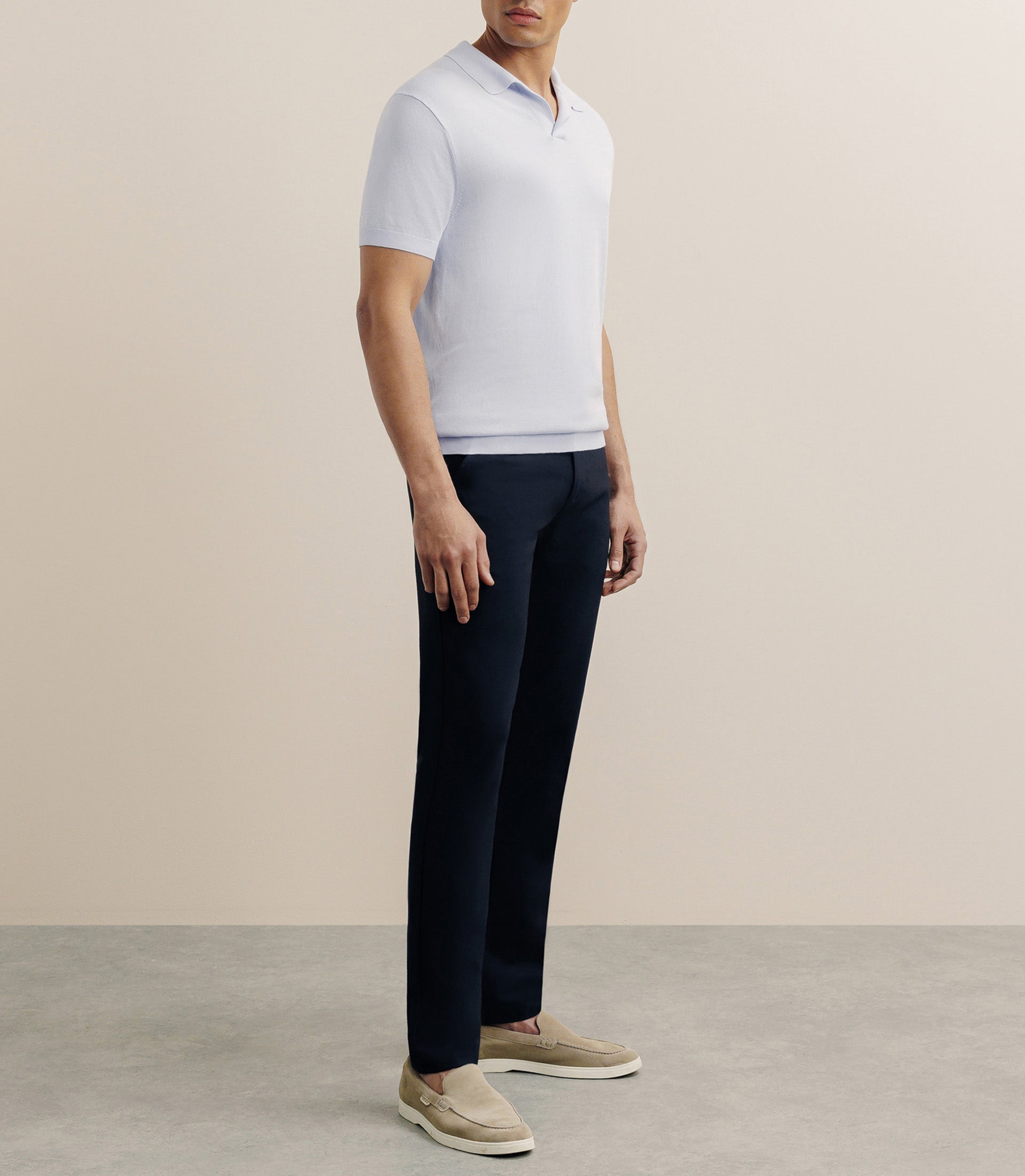 Polo col ouvert en maille bleu ciel - IZAC