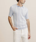 Polo en maille à rayures bleu ciel - IZAC