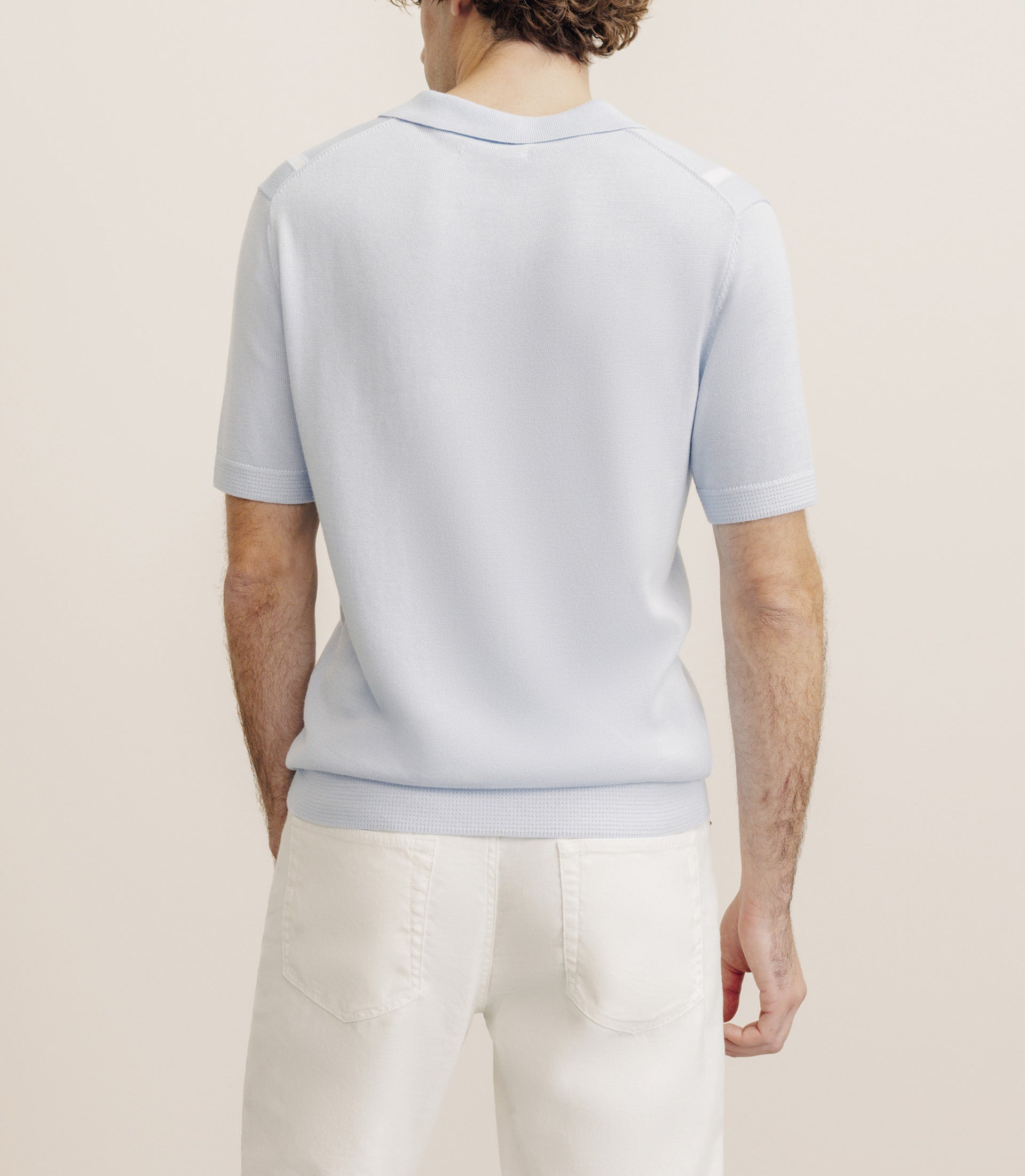 Polo en maille à rayures bleu ciel - IZAC