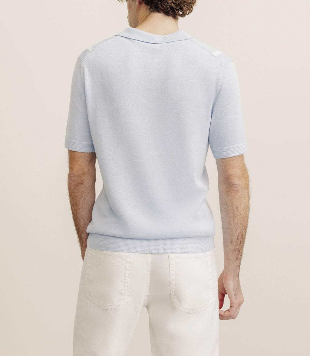 Polo en maille à rayures bleu ciel - IZAC