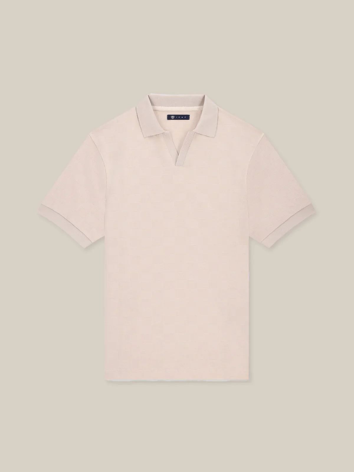 Polo col ouvert motif damier beige - IZAC