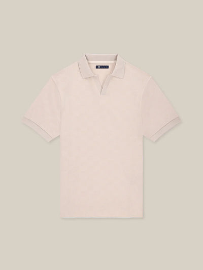 Polo col ouvert motif damier beige - IZAC
