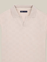 Polo col ouvert motif damier beige - IZAC