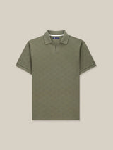 Polo col ouvert motif damier kaki - IZAC