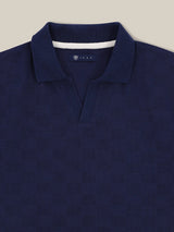 Polo col ouvert motif damier marine - IZAC