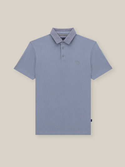Polo boutonné piqué bleu gris - IZAC