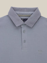 Polo boutonné piqué bleu gris - IZAC