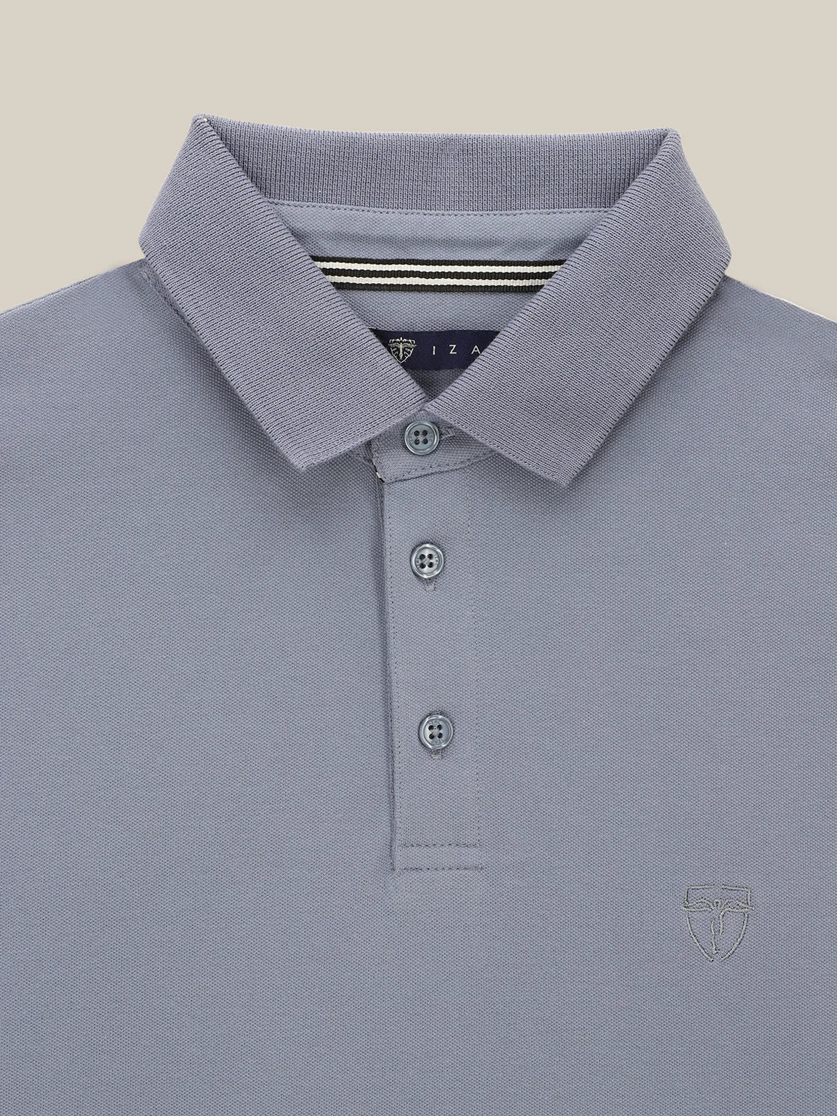 Polo boutonné piqué bleu gris - IZAC