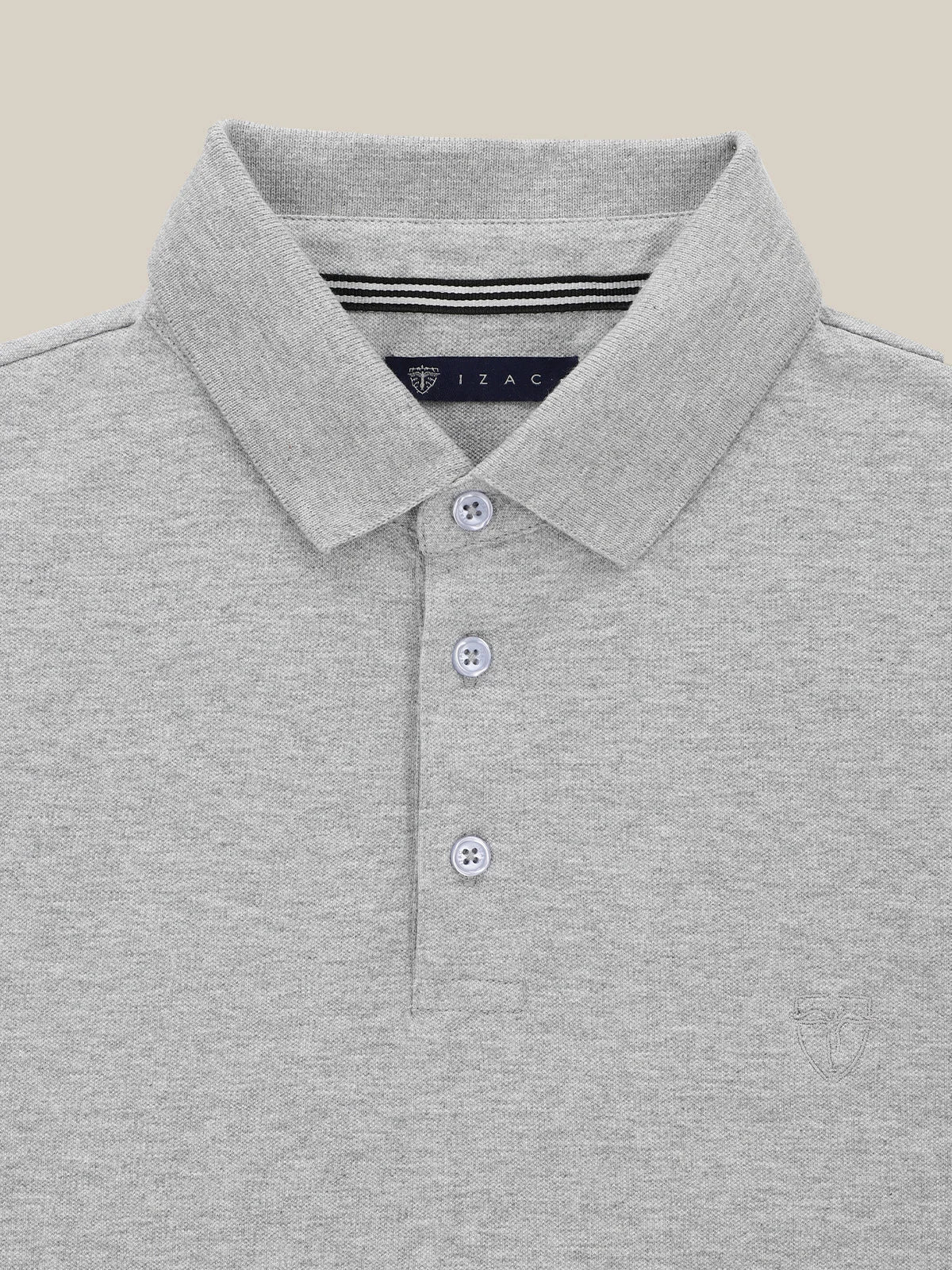 Polo boutonné piqué gris chine - IZAC
