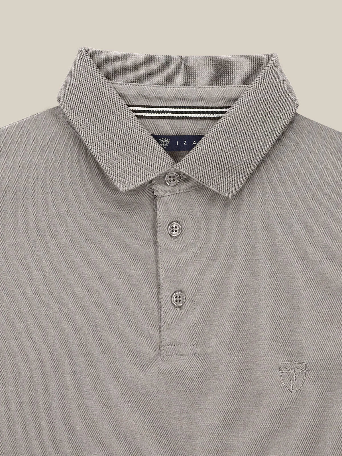 Polo boutonné piqué taupe - IZAC