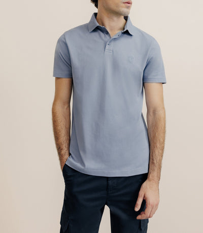 Polo piqué bleu gris - IZAC