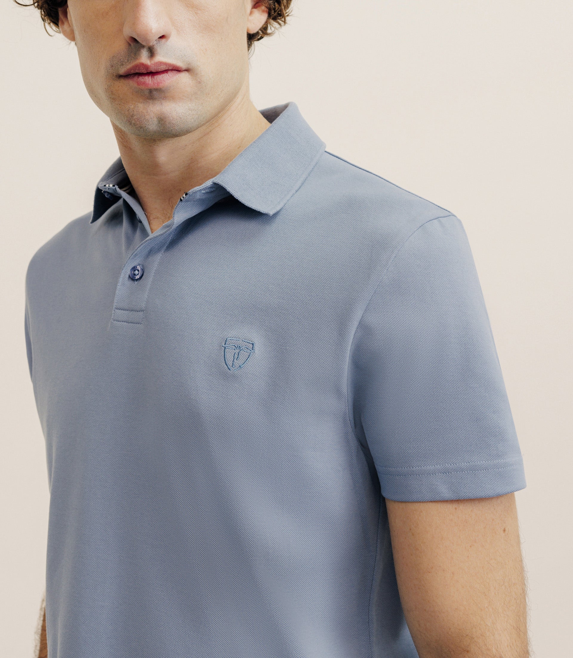 Polo piqué bleu gris - IZAC