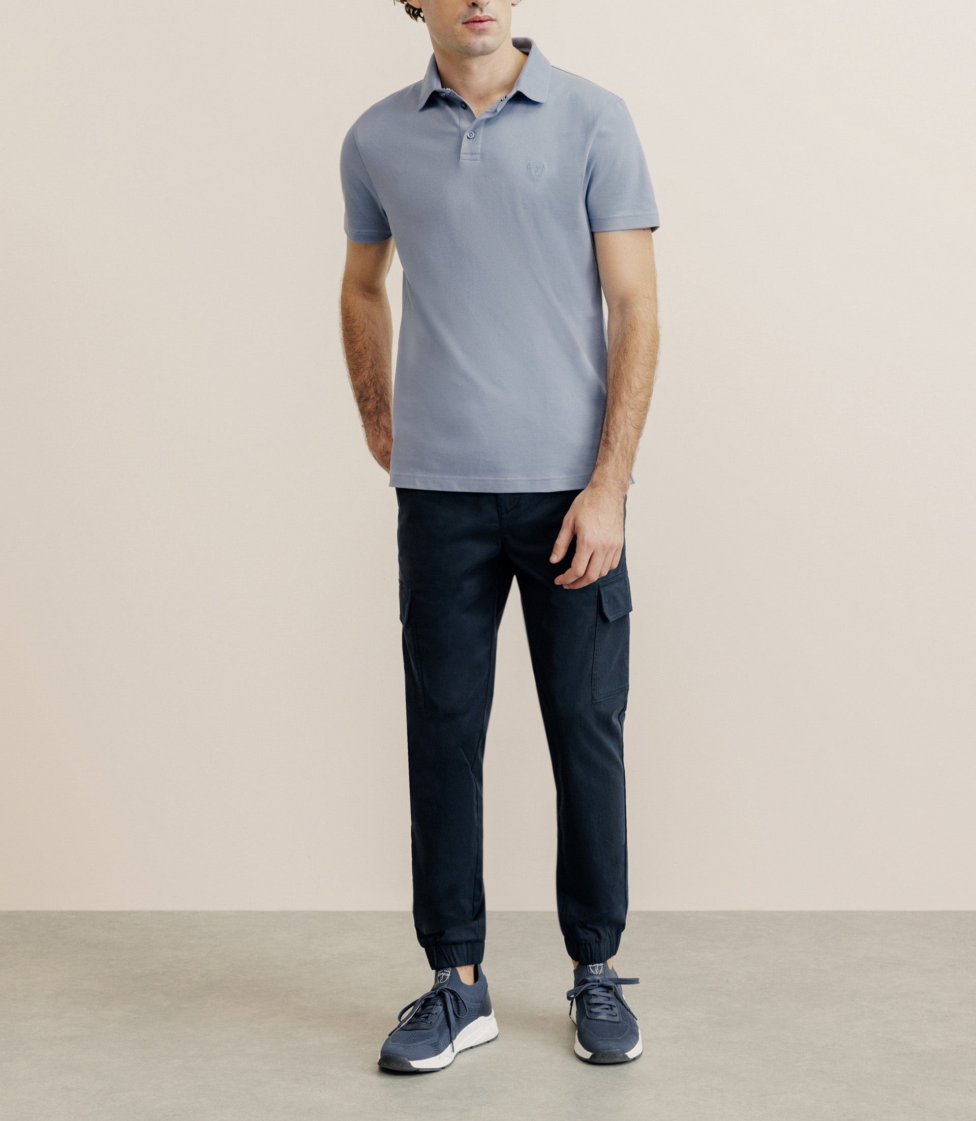 Polo piqué bleu gris - IZAC