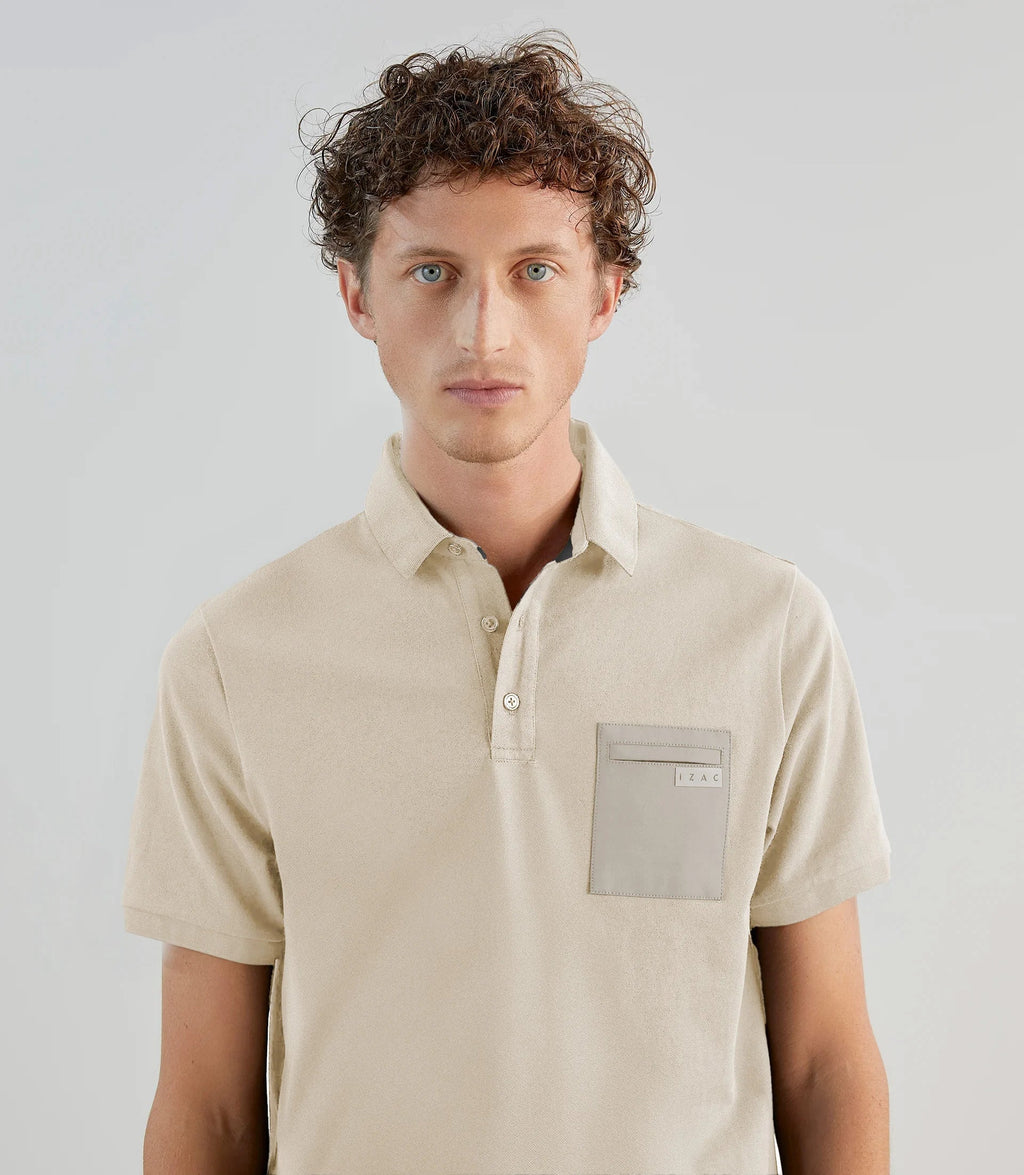 Polo piqué à manches courtes beige - IZAC