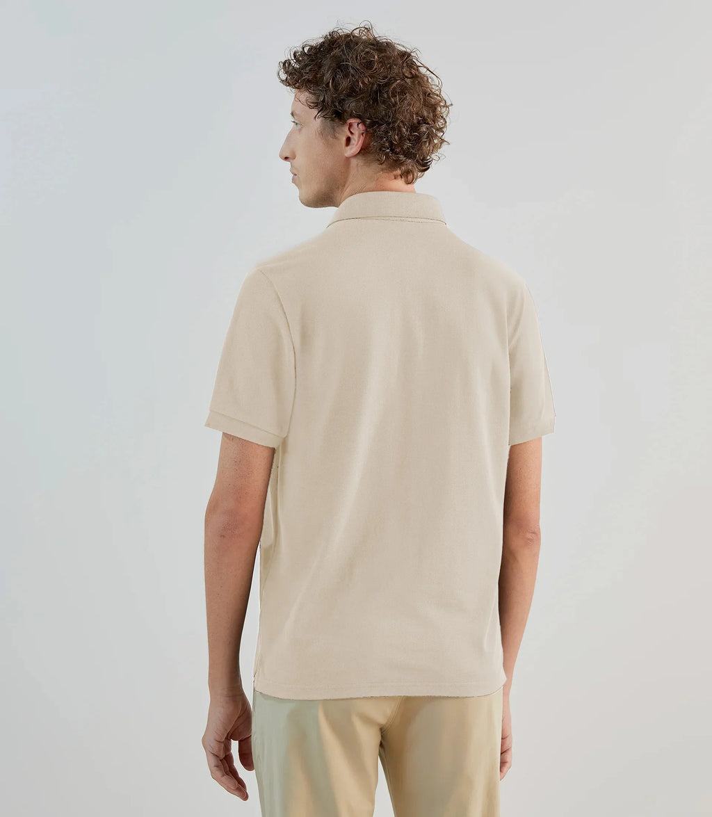 Polo piqué à manches courtes beige - IZAC