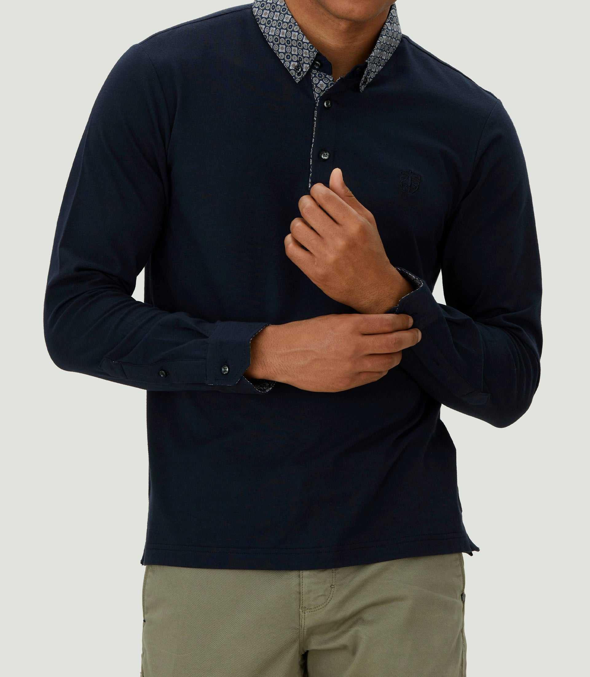Polo manches longues marine "Calix" - IZAC