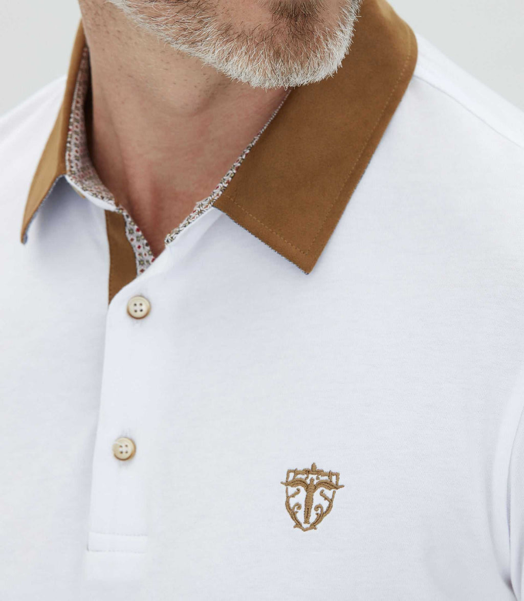 Polo manches longues blanc "Carl" - IZAC
