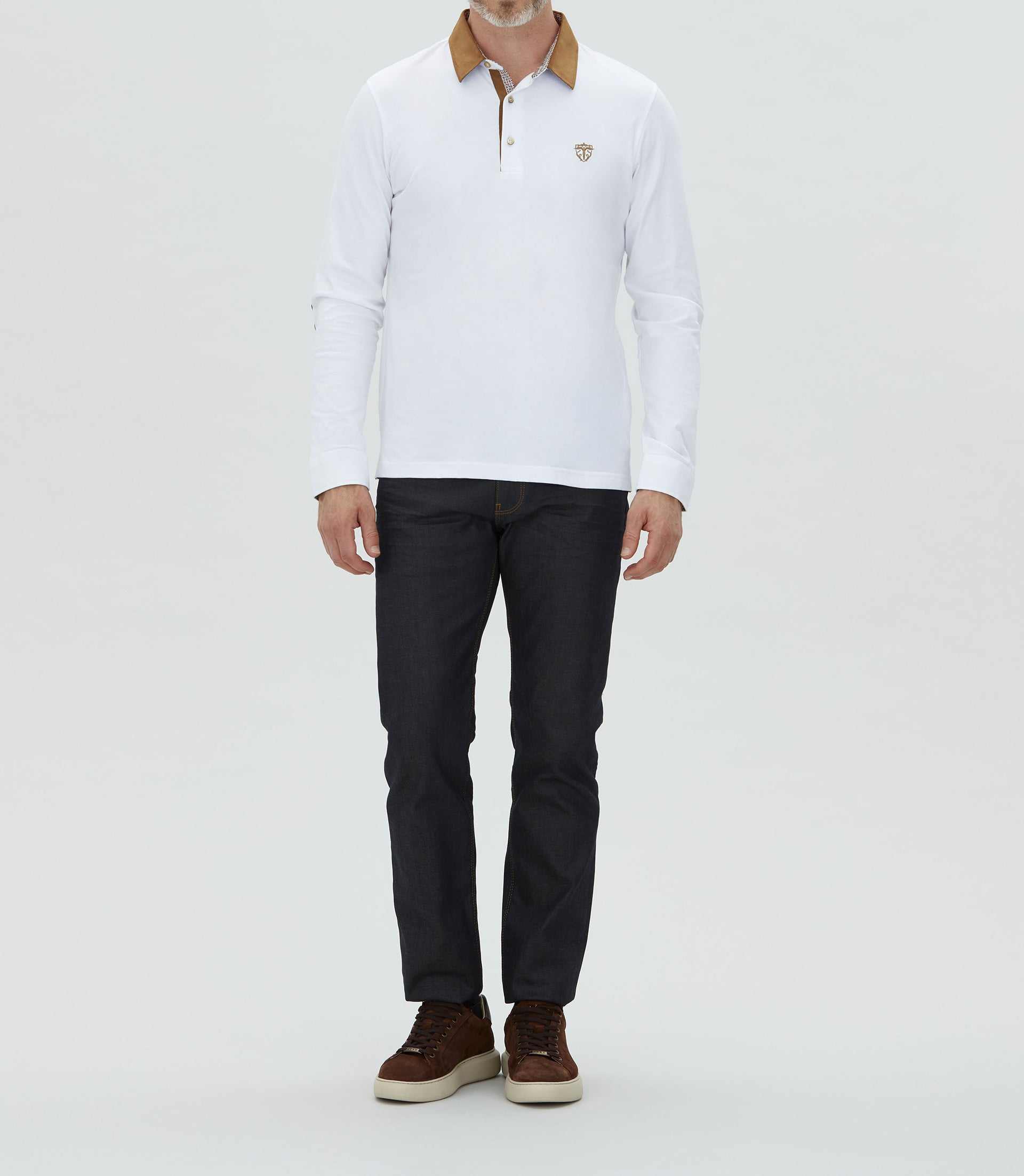Polo manches longues blanc "Carl" - IZAC