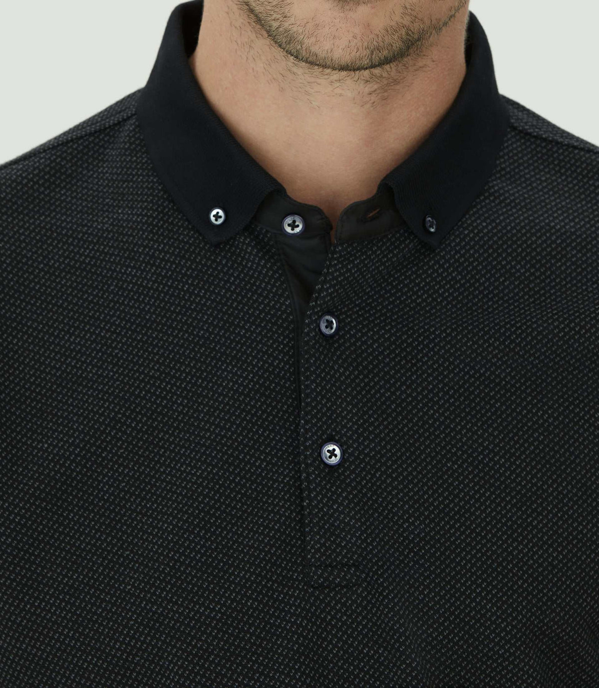 Polo jacquard noir "Clovis" - IZAC