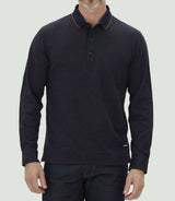 Polo jacquard manches longues marine "Cris" - IZAC