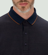 Polo jacquard manches longues marine "Cris" - IZAC